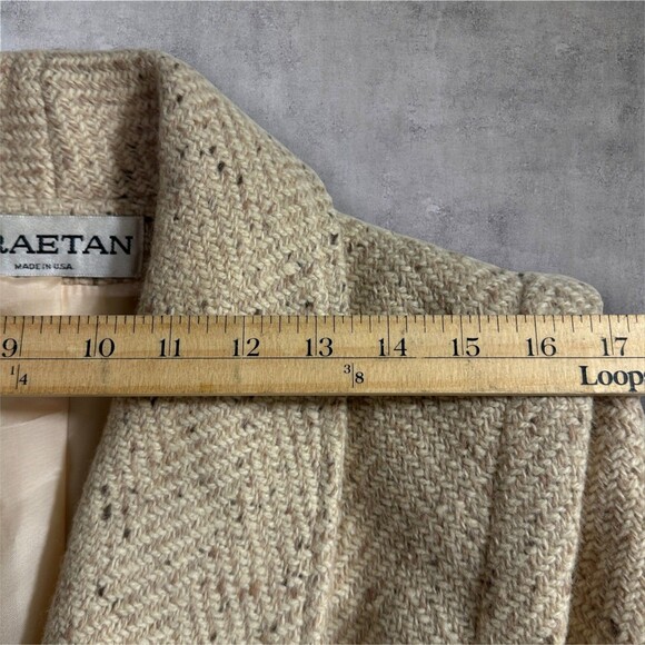 Womans Vintage BRAETAN Beige Wool Long Double Breasted OverCoat Topcoat MEDIUM - Picture 7 of 11